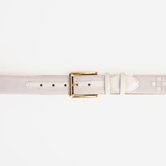 The Eugene White Gold Woven Leather Belt Universal Fit