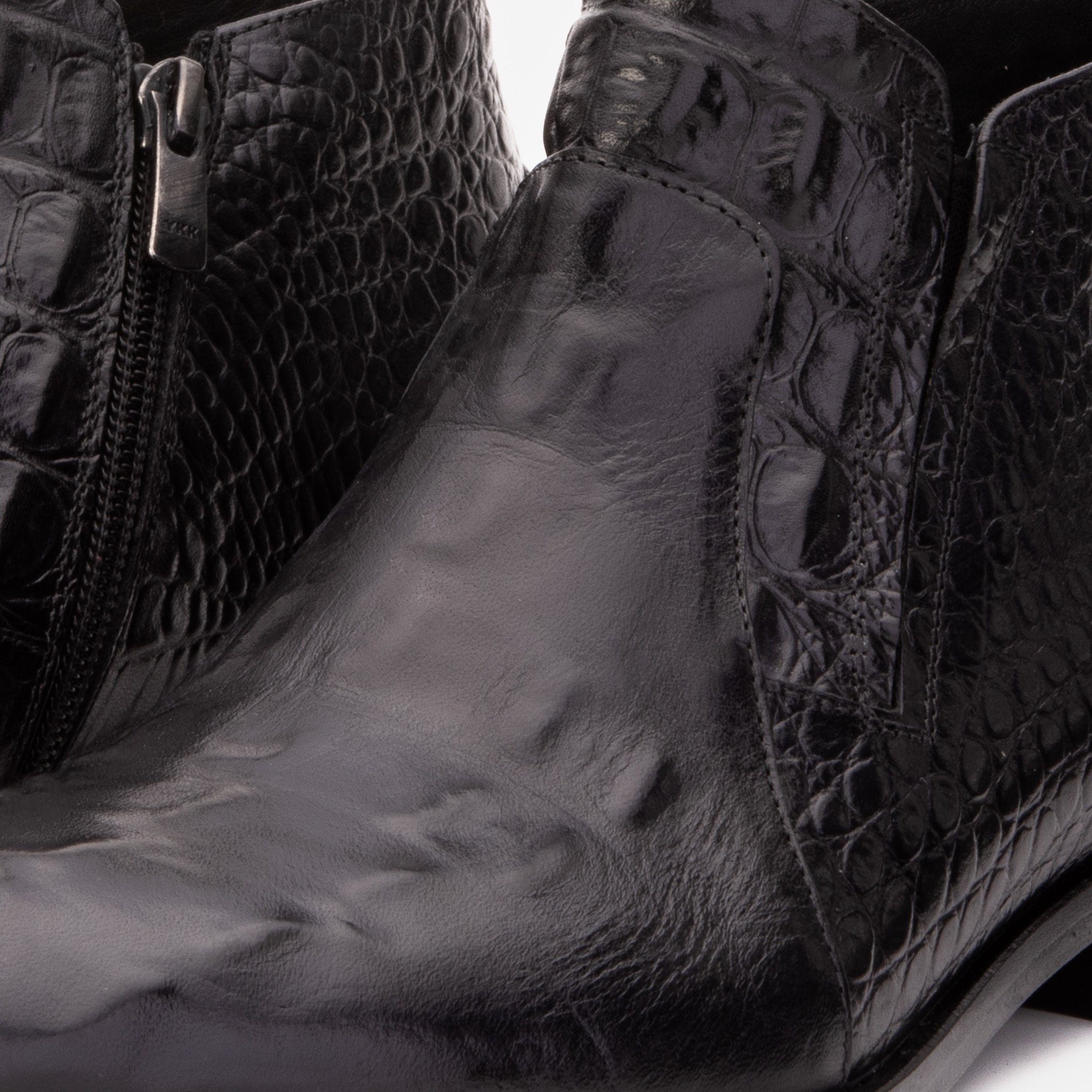 The Randor Black Crocodile Leather Side-Zip Dress Ankle Boot Fine Craftsmanship