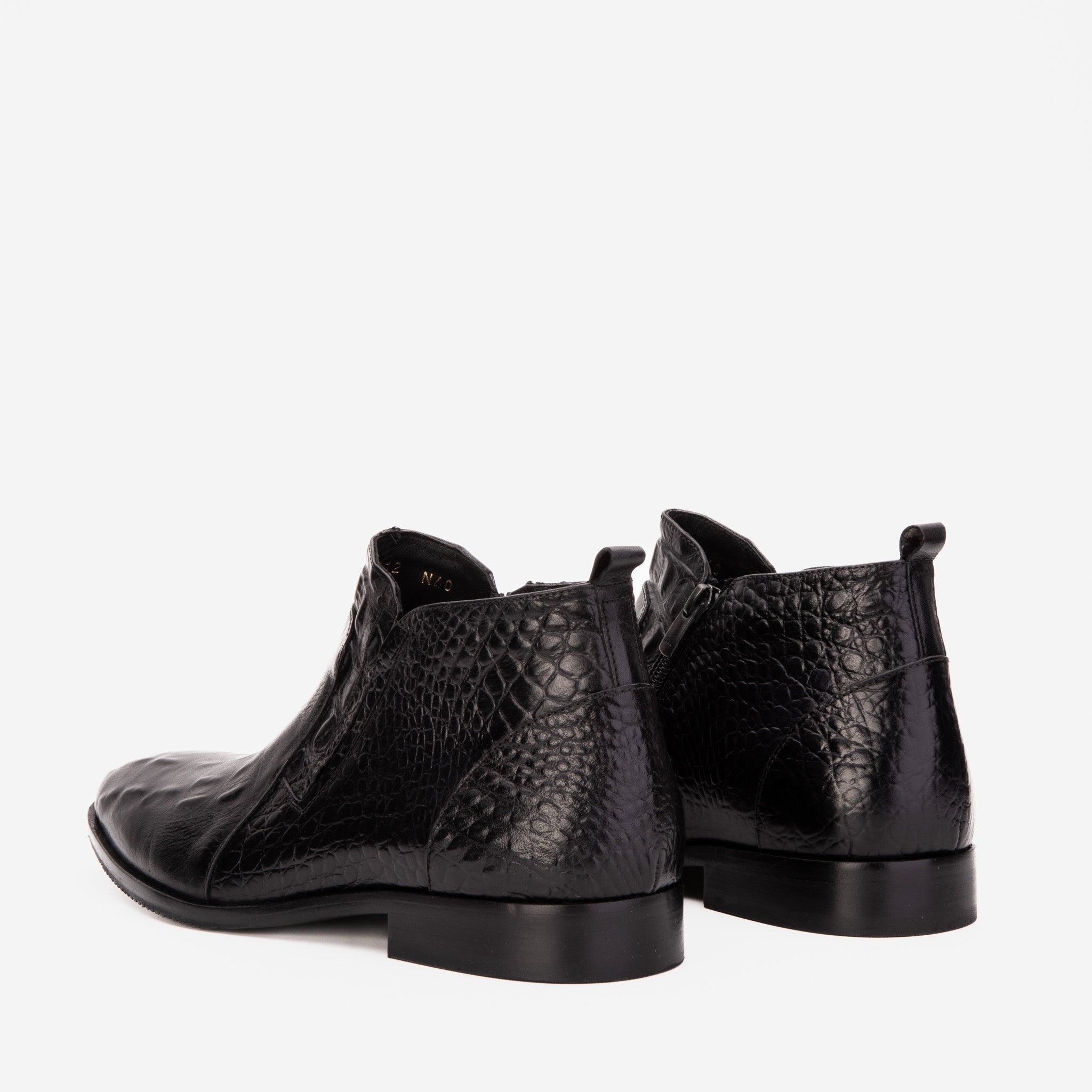 The Randor Black Crocodile Leather Side-Zip Dress Ankle Boot Fine Craftsmanship