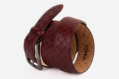The Turan Burgundy Woven Leather Belt Exclusive Style