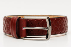 The Turan Burgundy Woven Leather Belt Exclusive Style