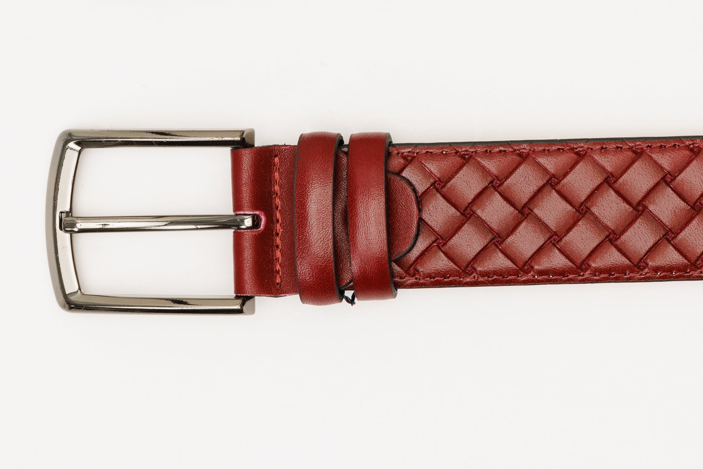 The Turan Burgundy Woven Leather Belt Exclusive Style