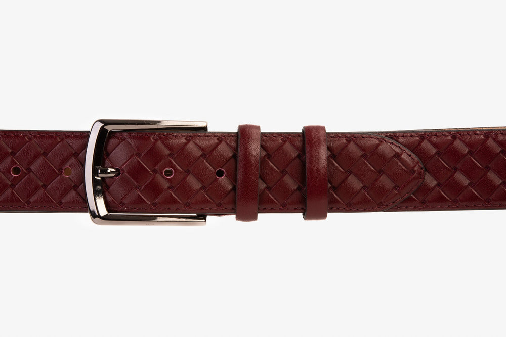 The Turan Burgundy Woven Leather Belt Exclusive Style
