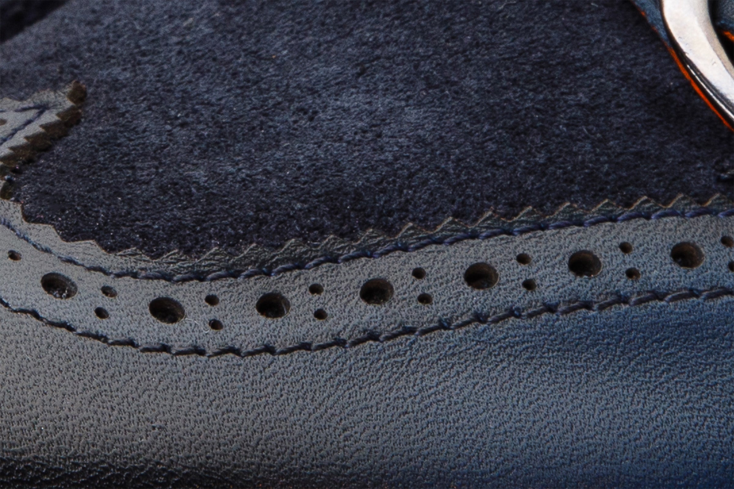 The Albus Navy Blue Leather Suede Double Strap Monk Brogue Boot On Sale