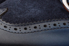The Albus Navy Blue Leather Suede Double Strap Monk Brogue Boot On Sale