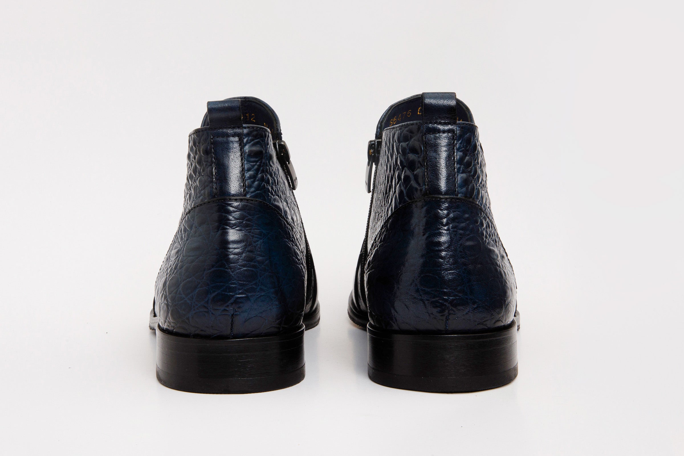 The Randor Navy Blue Crocodile Leather Side-Zip Dress Ankle Boot All New