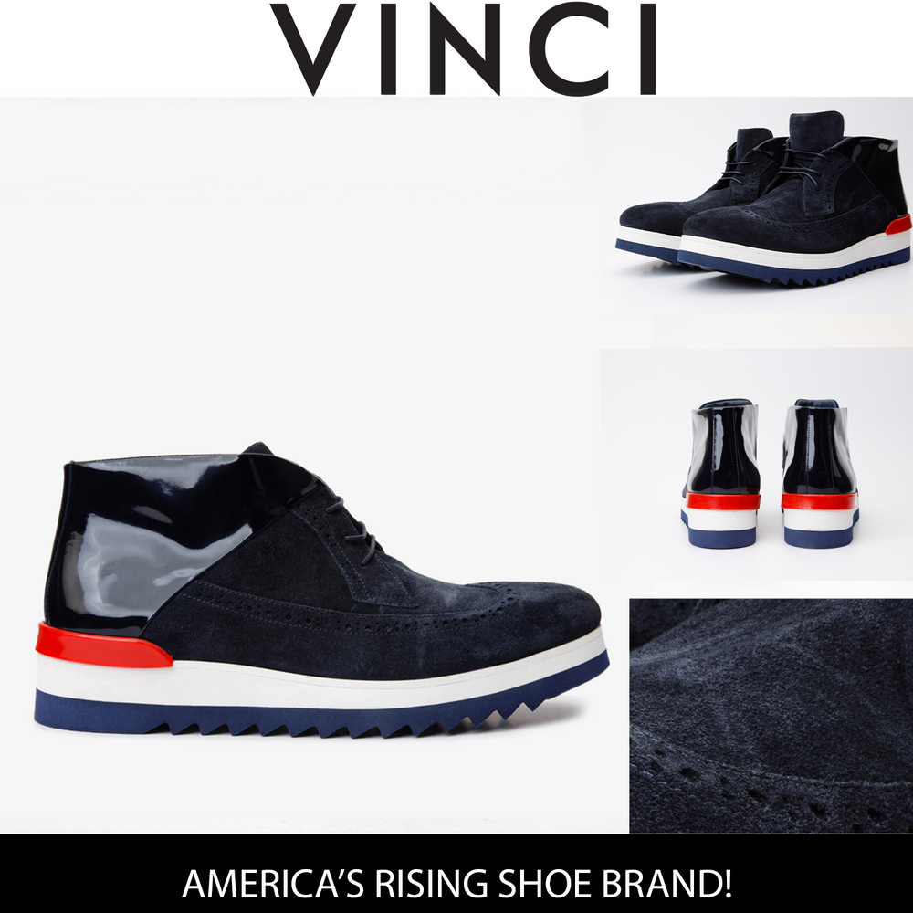 The Kagan Navy Blue Wingtip Chukka Sneaker Boot Universal Fit