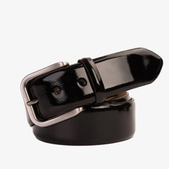 The Royal Hand Craft Black Patent Leather Belt Fine Craftsmanship
