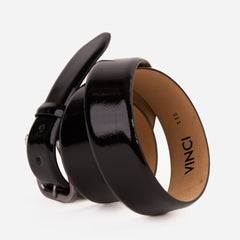 The Royal Hand Craft Black Patent Leather Belt Fine Craftsmanship