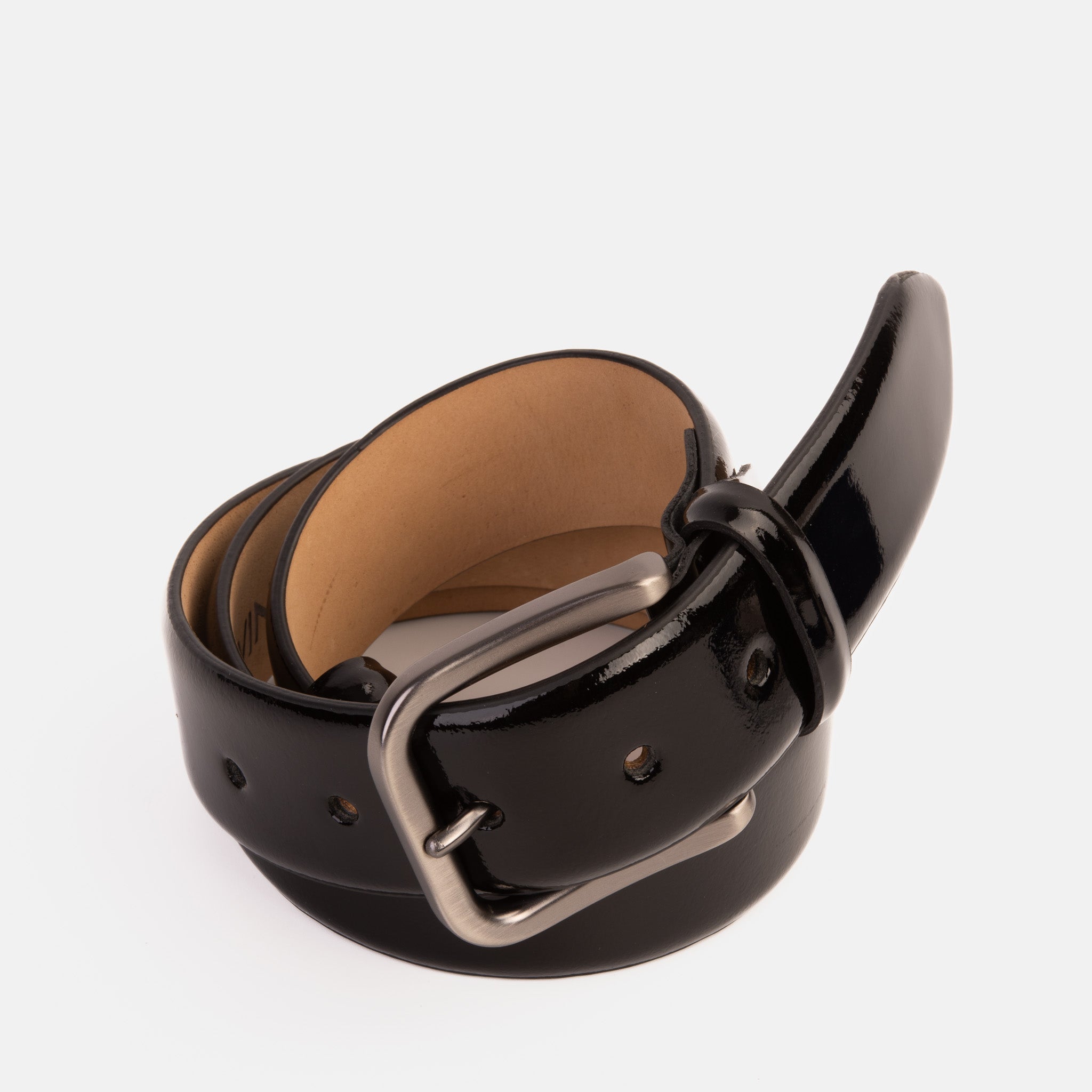The Royal Hand Craft Black Patent Leather Belt Fine Craftsmanship