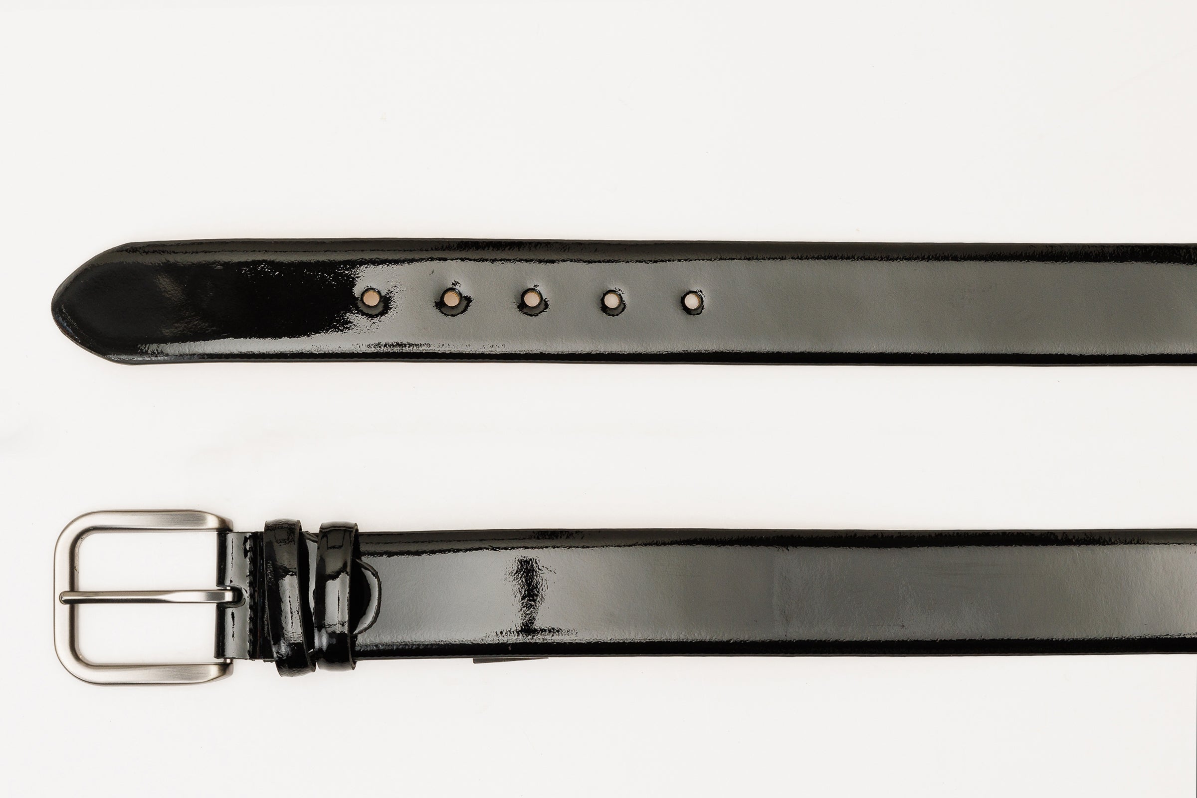The Royal Hand Craft Black Patent Leather Belt Fine Craftsmanship
