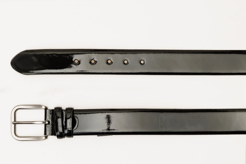 The Royal Hand Craft Black Patent Leather Belt Fine Craftsmanship