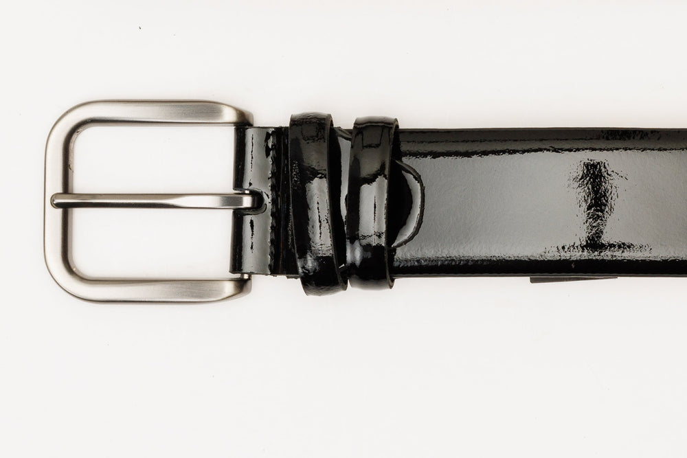 The Royal Hand Craft Black Patent Leather Belt Fine Craftsmanship