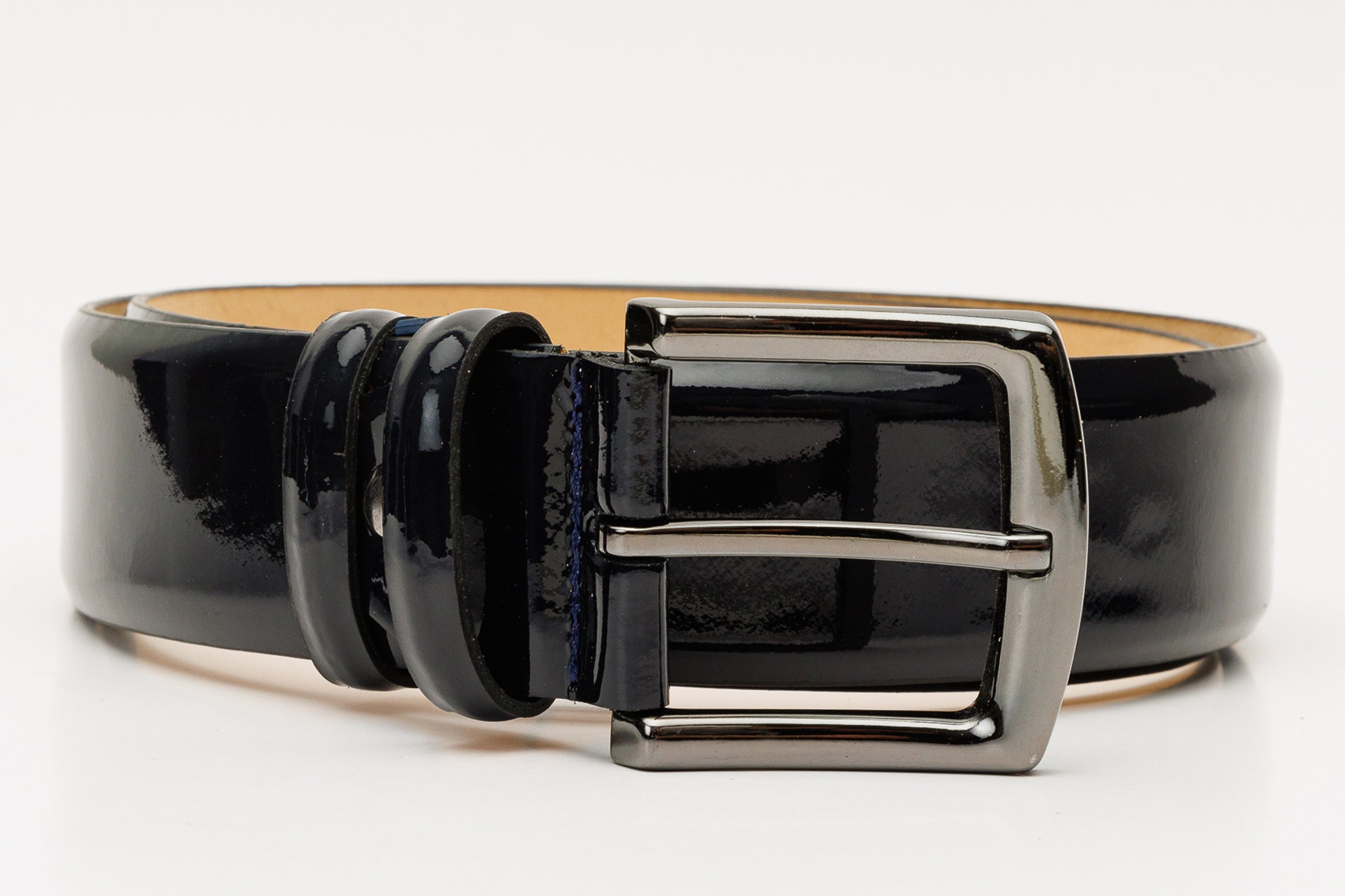 The Royal Hand Craft Black Patent Leather Belt Fine Craftsmanship