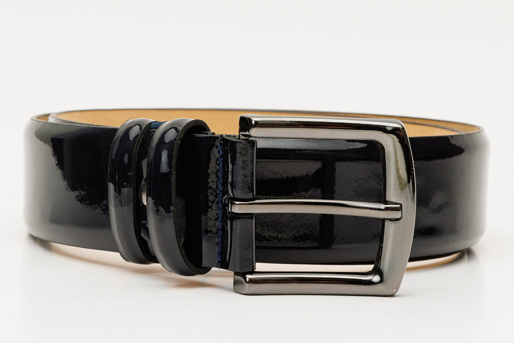 The Royal Hand Craft Black Patent Leather Belt Fine Craftsmanship