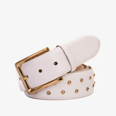 The Jupiter White Leather Spike Leather Belt All New