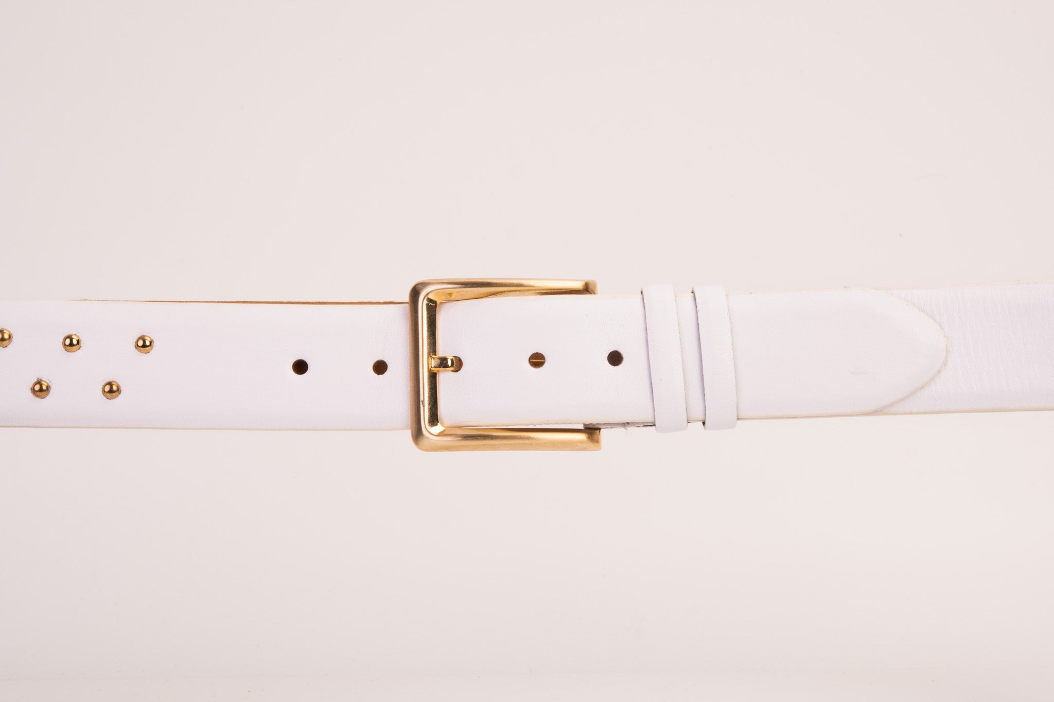 The Jupiter White Leather Spike Leather Belt All New