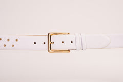 The Jupiter White Leather Spike Leather Belt All New