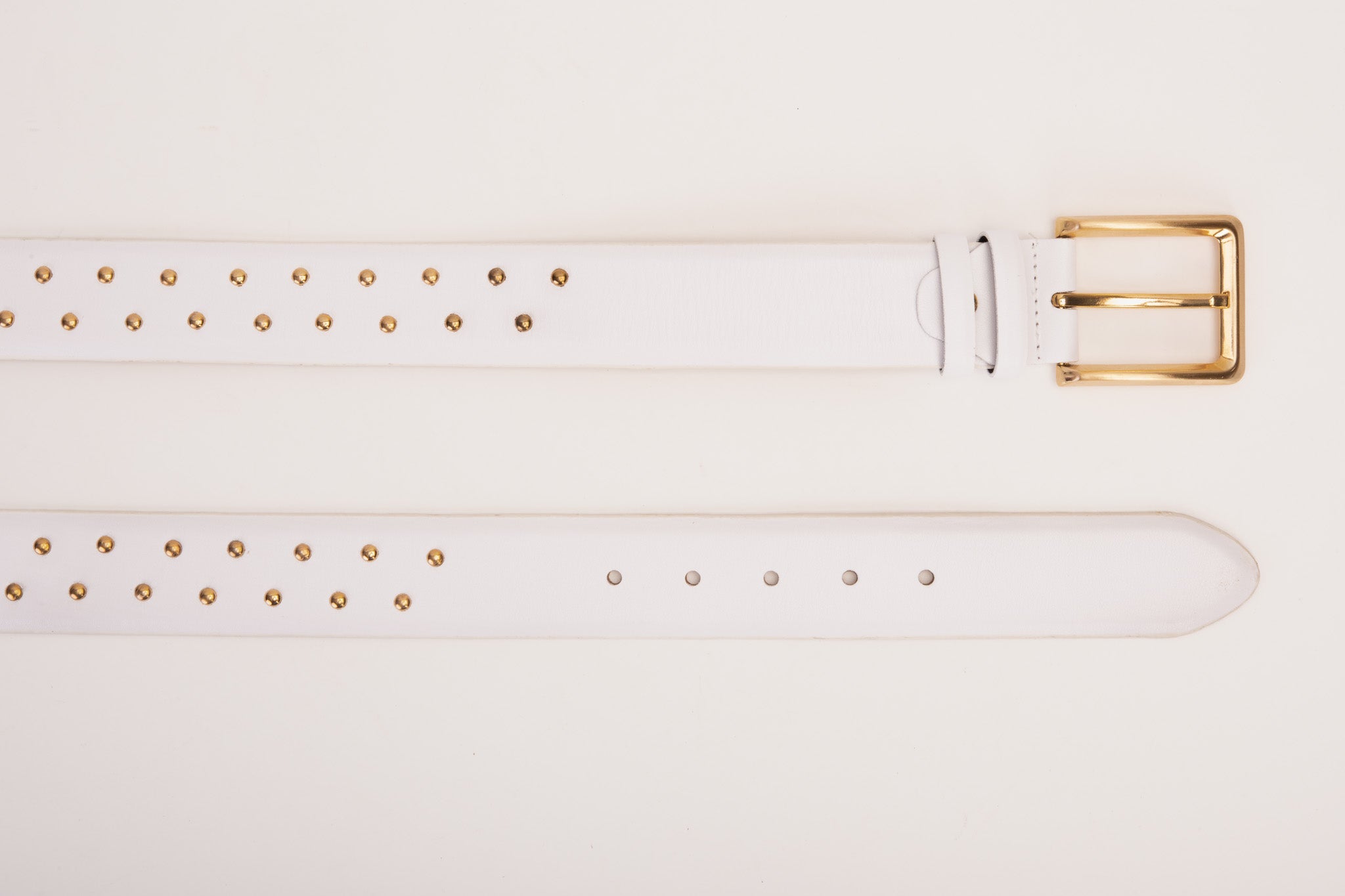 The Jupiter White Leather Spike Leather Belt All New