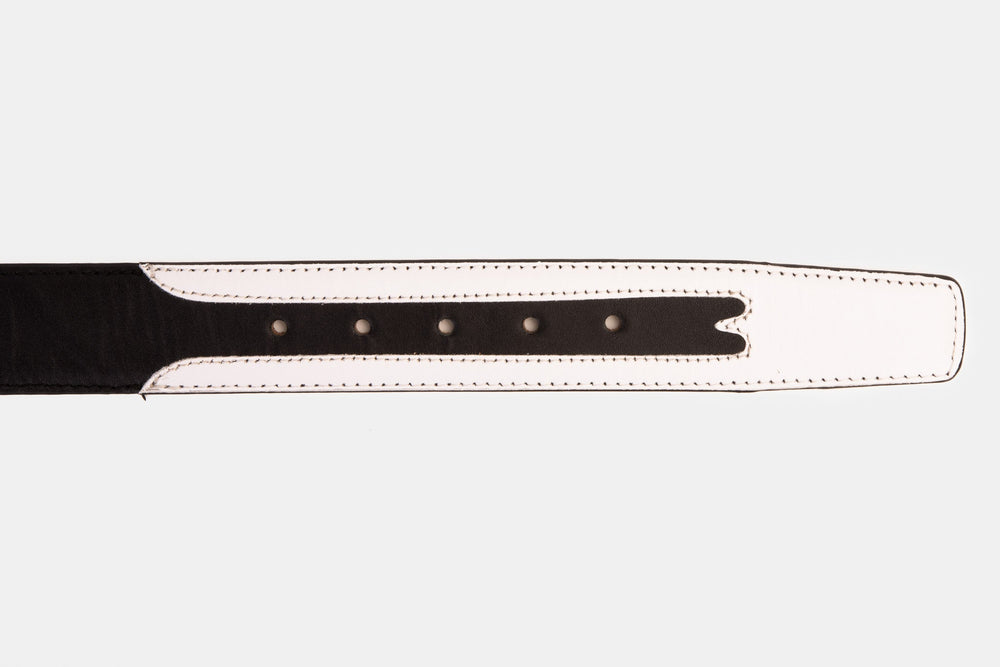 The Neiva Black\/White Leather Belt Universal Fit