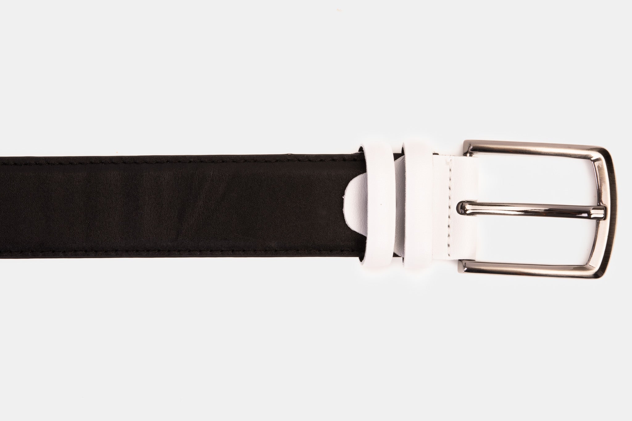 The Neiva Black\/White Leather Belt Universal Fit