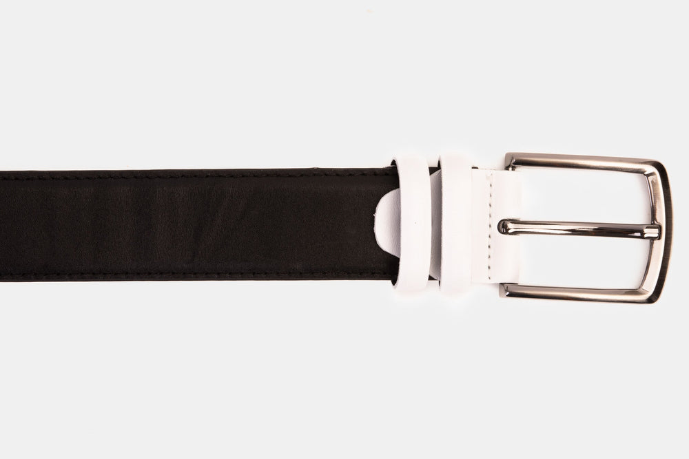 The Neiva Black\/White Leather Belt Universal Fit