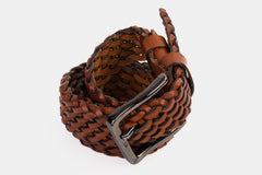 The Mclean Woven Brown Leather Belt On Sale