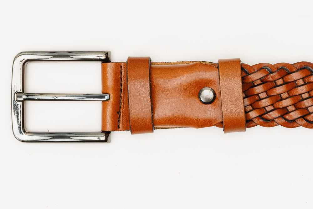 The Mclean Woven Brown Leather Belt On Sale