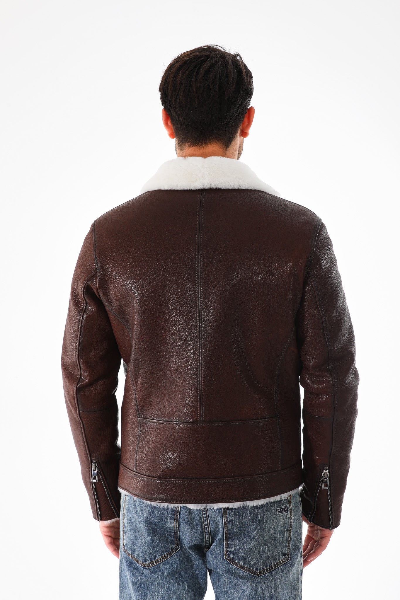 The Cortina Brown White Shearling Leather Jacket All New