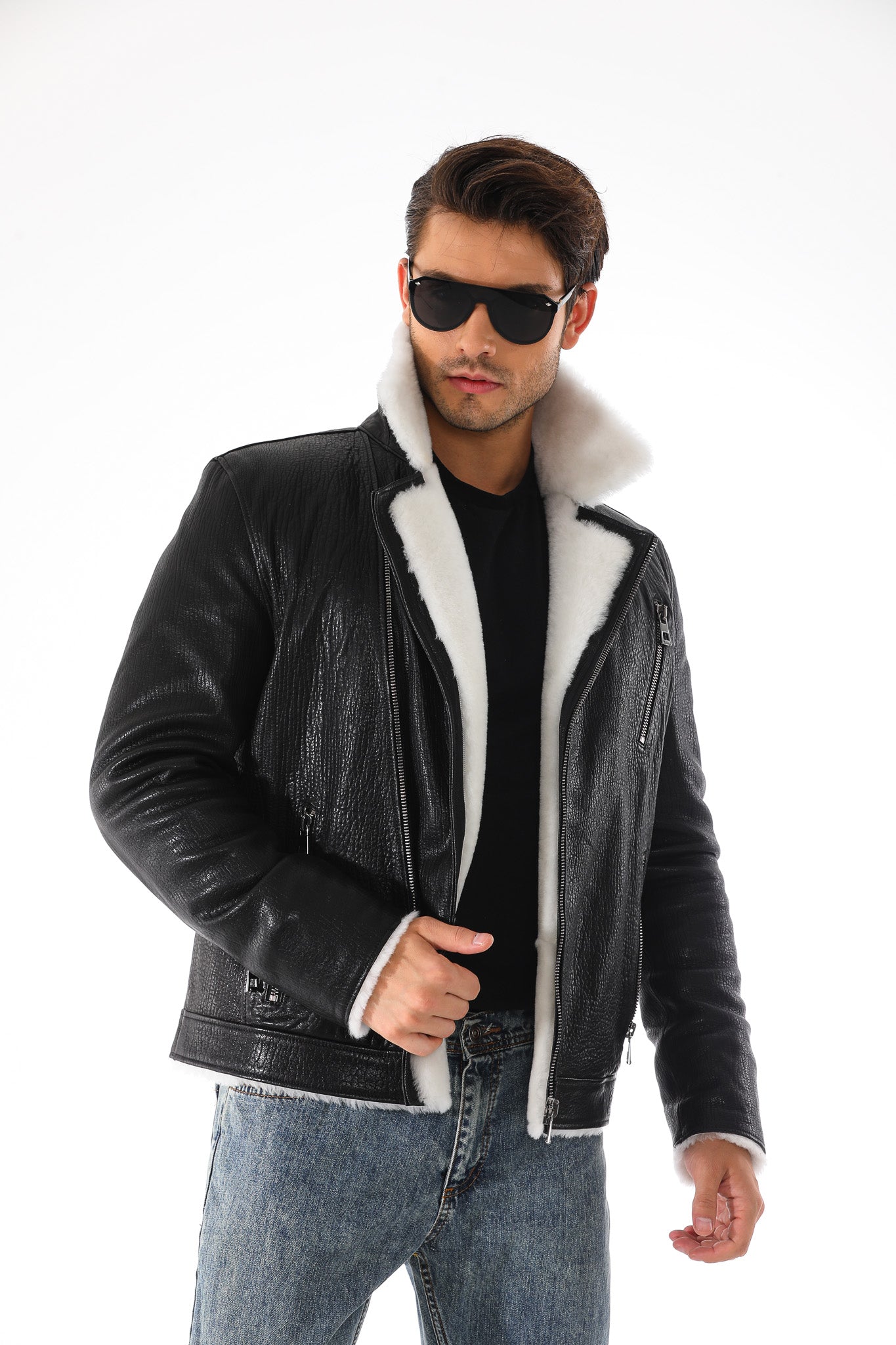 The Cortina Black Shearling Leather Jacket Fine Craftsmanship
