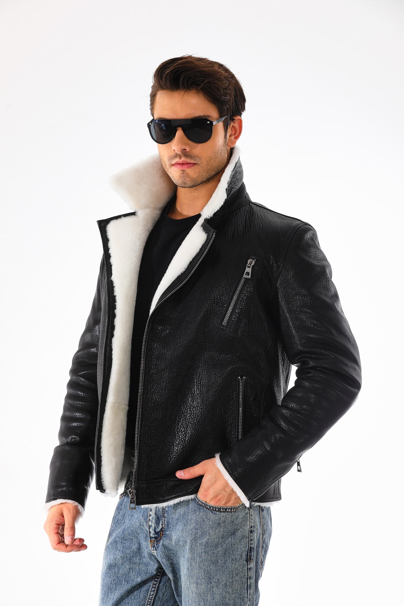 The Cortina Black Shearling Leather Jacket Fine Craftsmanship