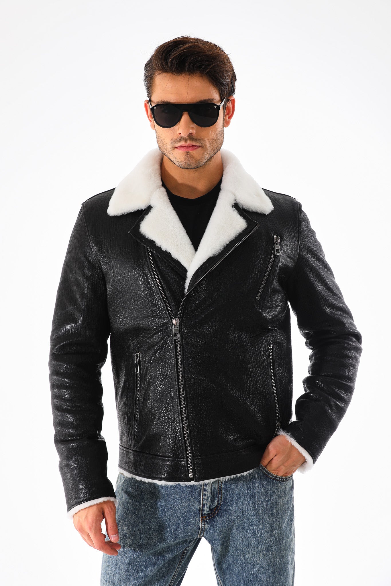 The Cortina Black Shearling Leather Jacket Fine Craftsmanship