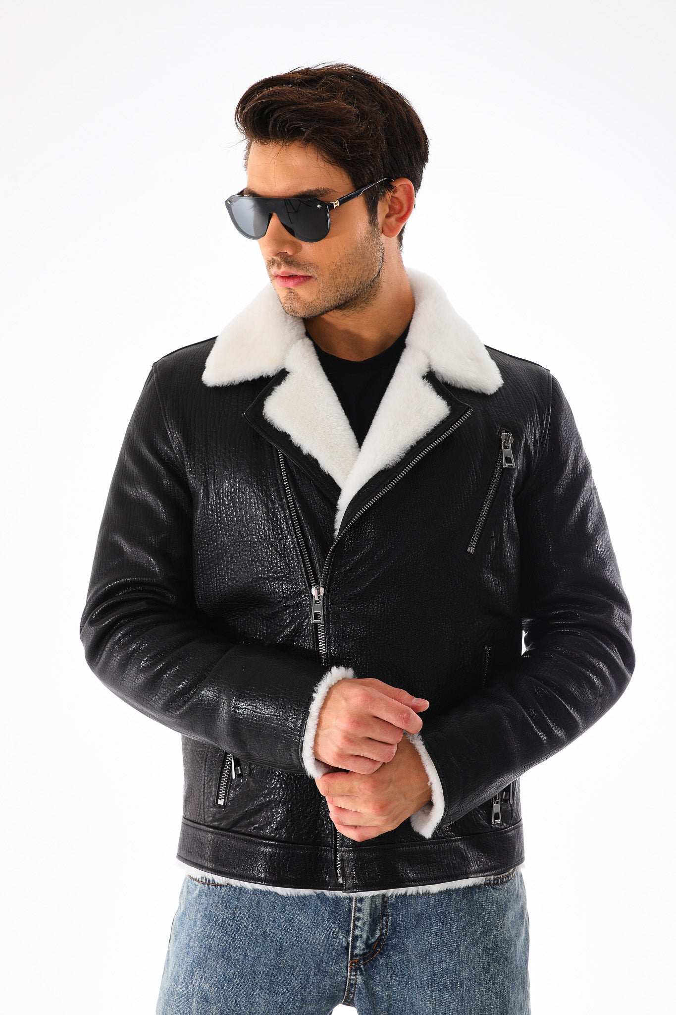 The Cortina Black Shearling Leather Jacket Fine Craftsmanship