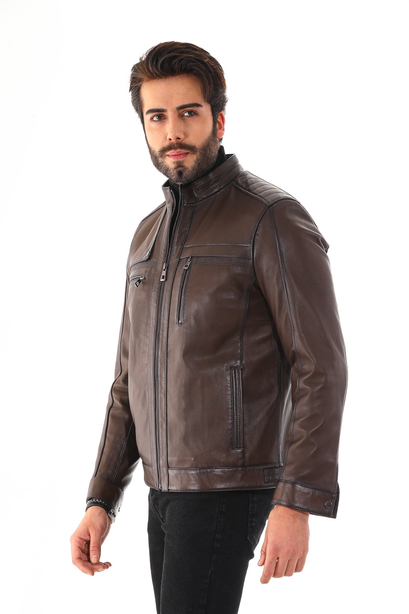 The Rossi Dark Brown Leather Jacket Exclusive Style