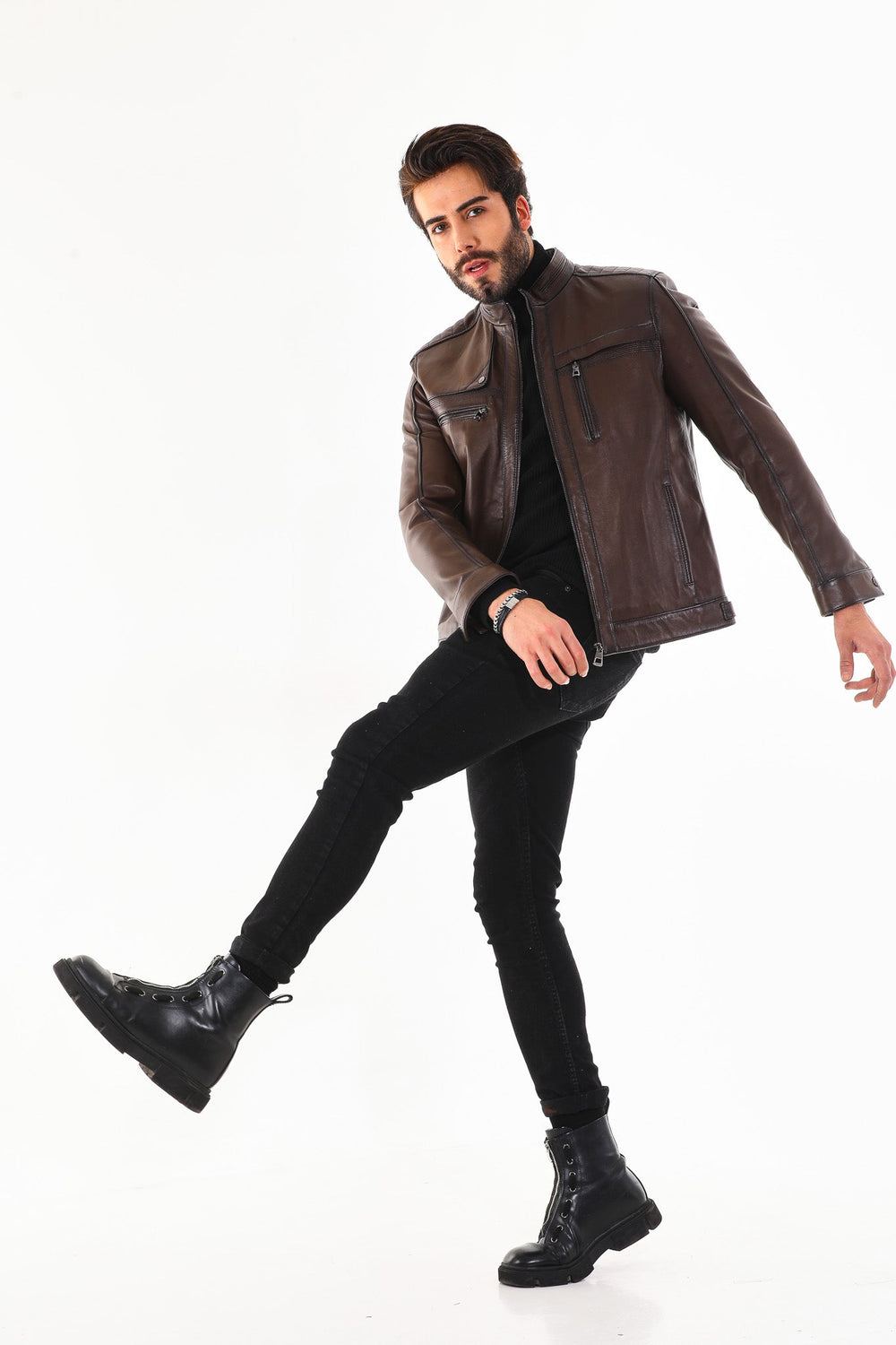 The Rossi Dark Brown Leather Jacket Exclusive Style