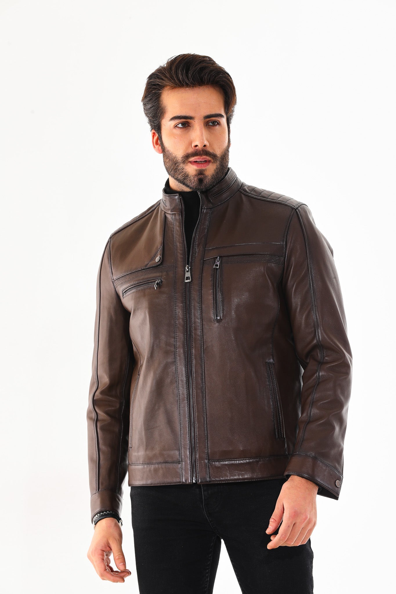The Rossi Dark Brown Leather Jacket Exclusive Style