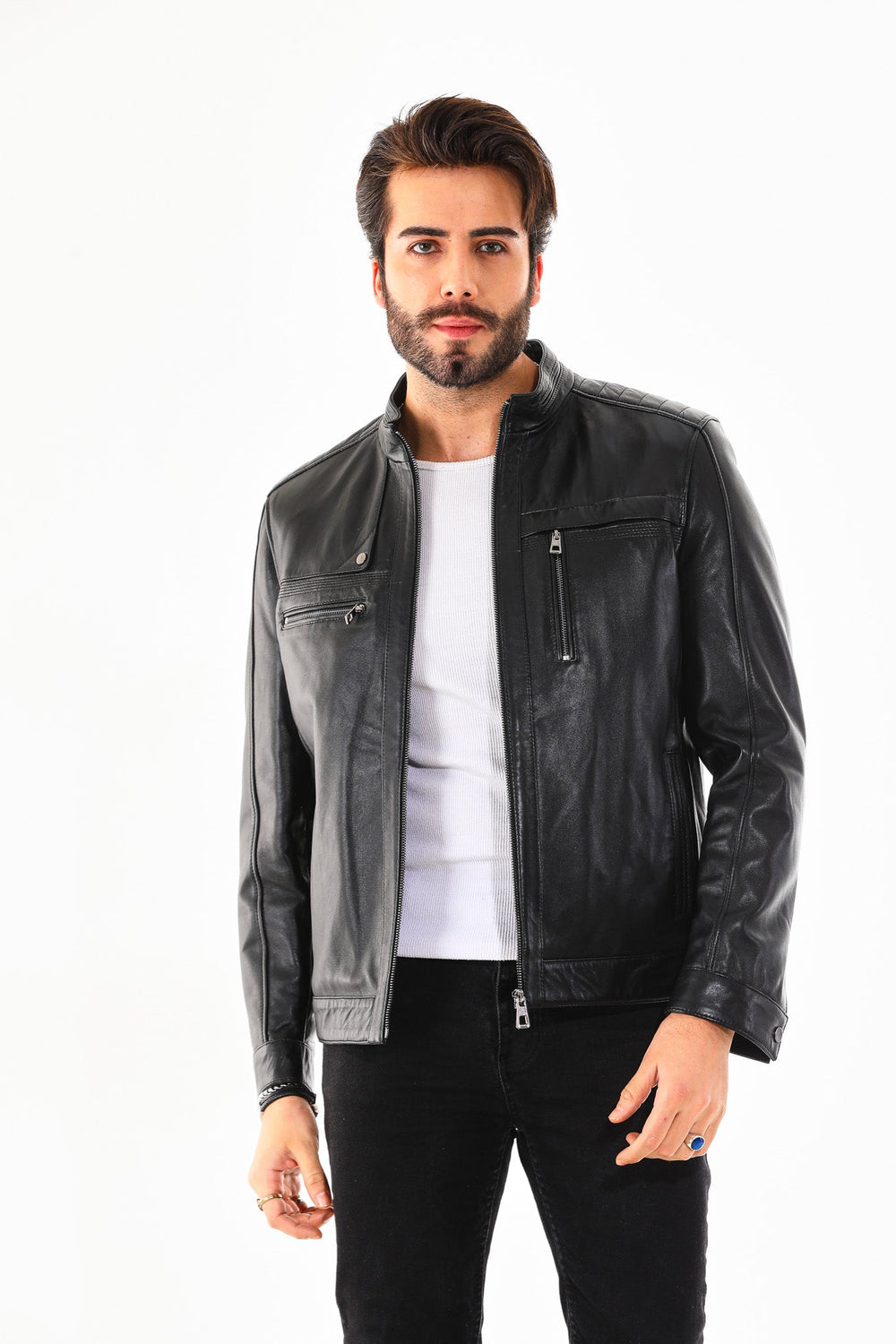 The Rossi Black Leather Jacket On Sale