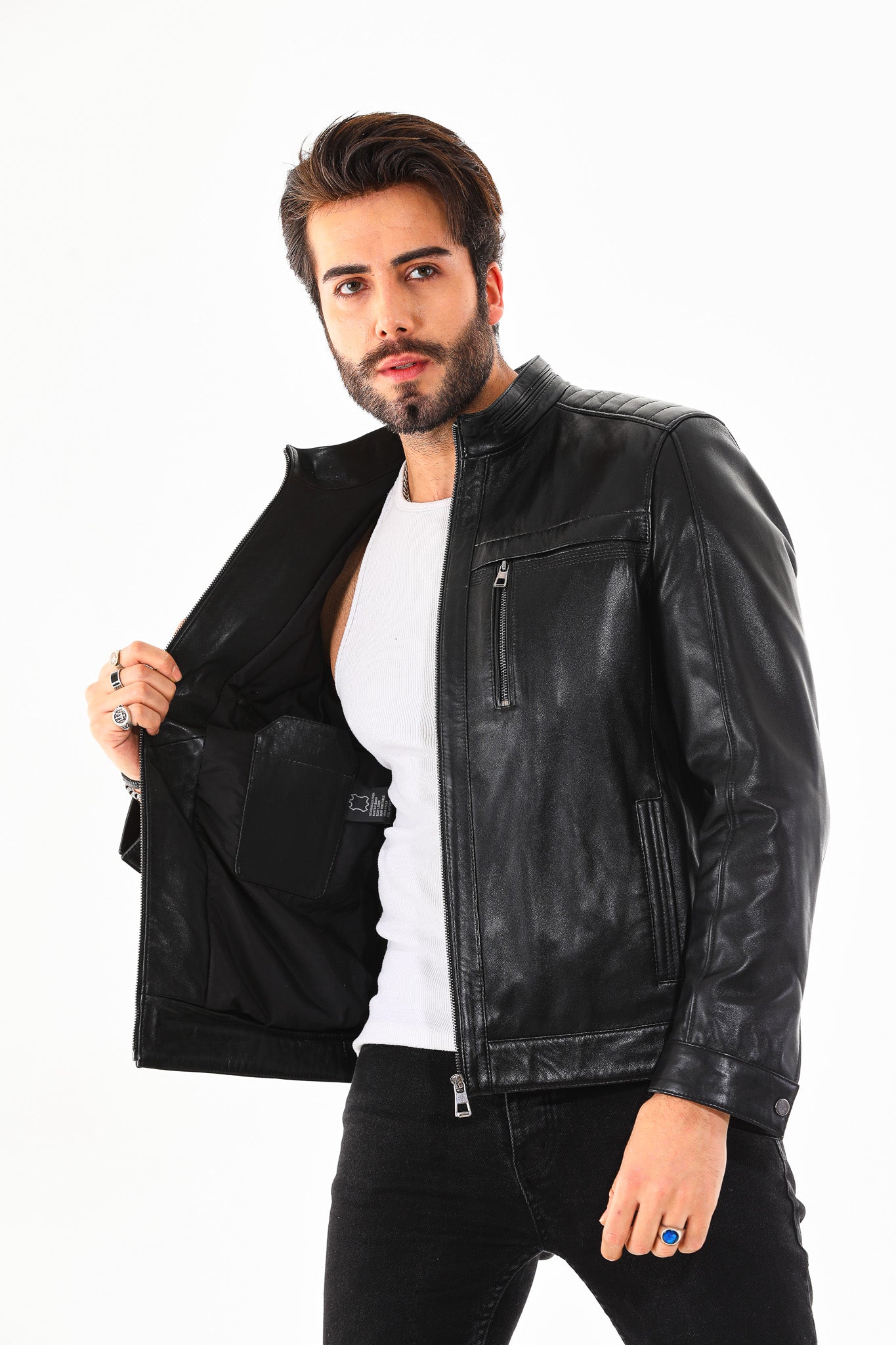 The Rossi Black Leather Jacket On Sale
