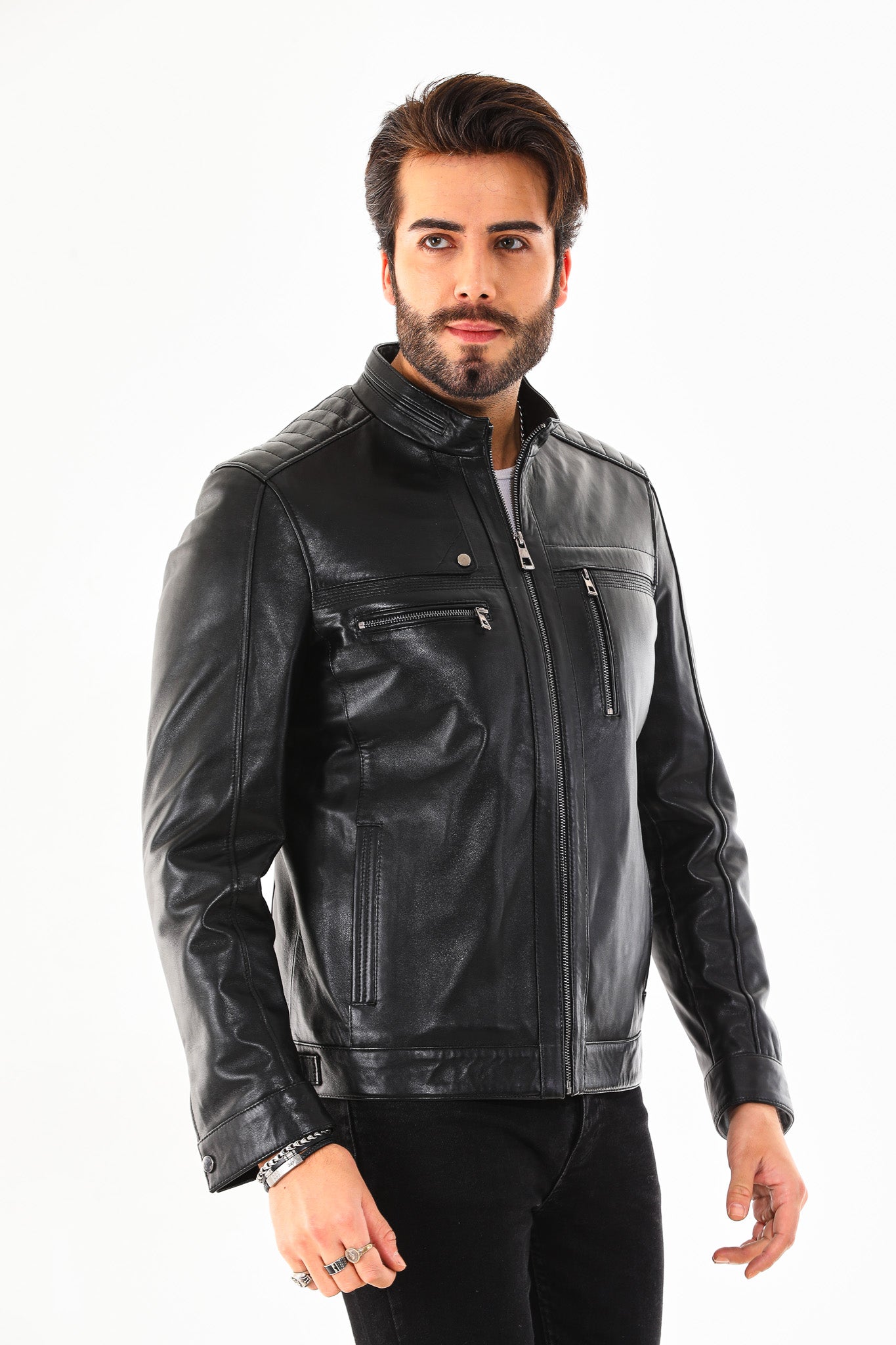 The Rossi Black Leather Jacket On Sale