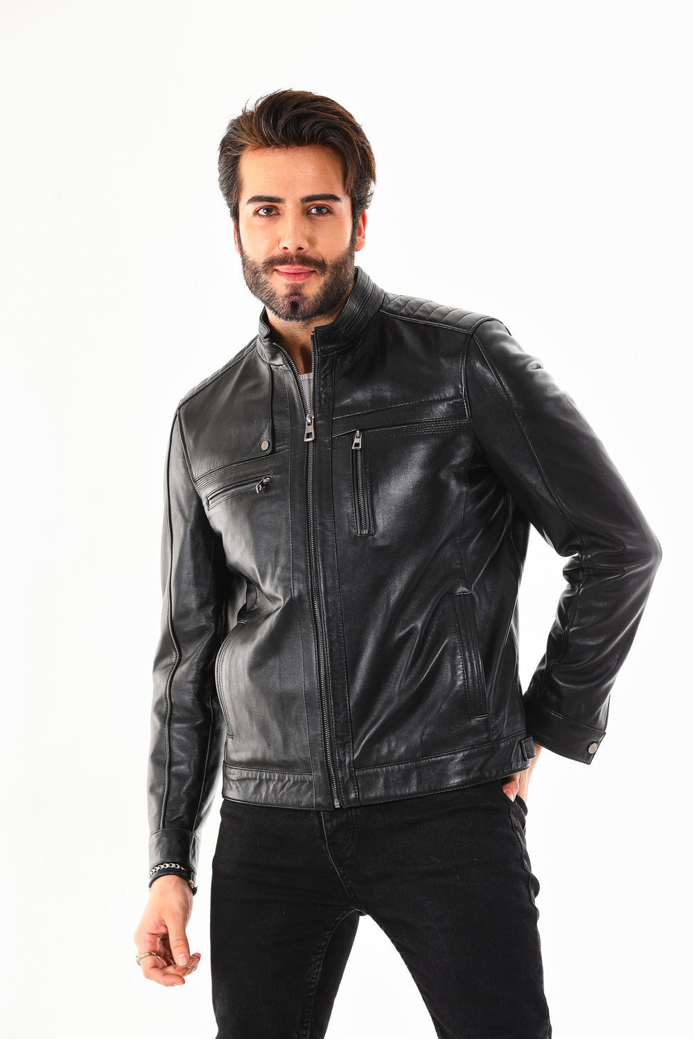 The Rossi Black Leather Jacket On Sale