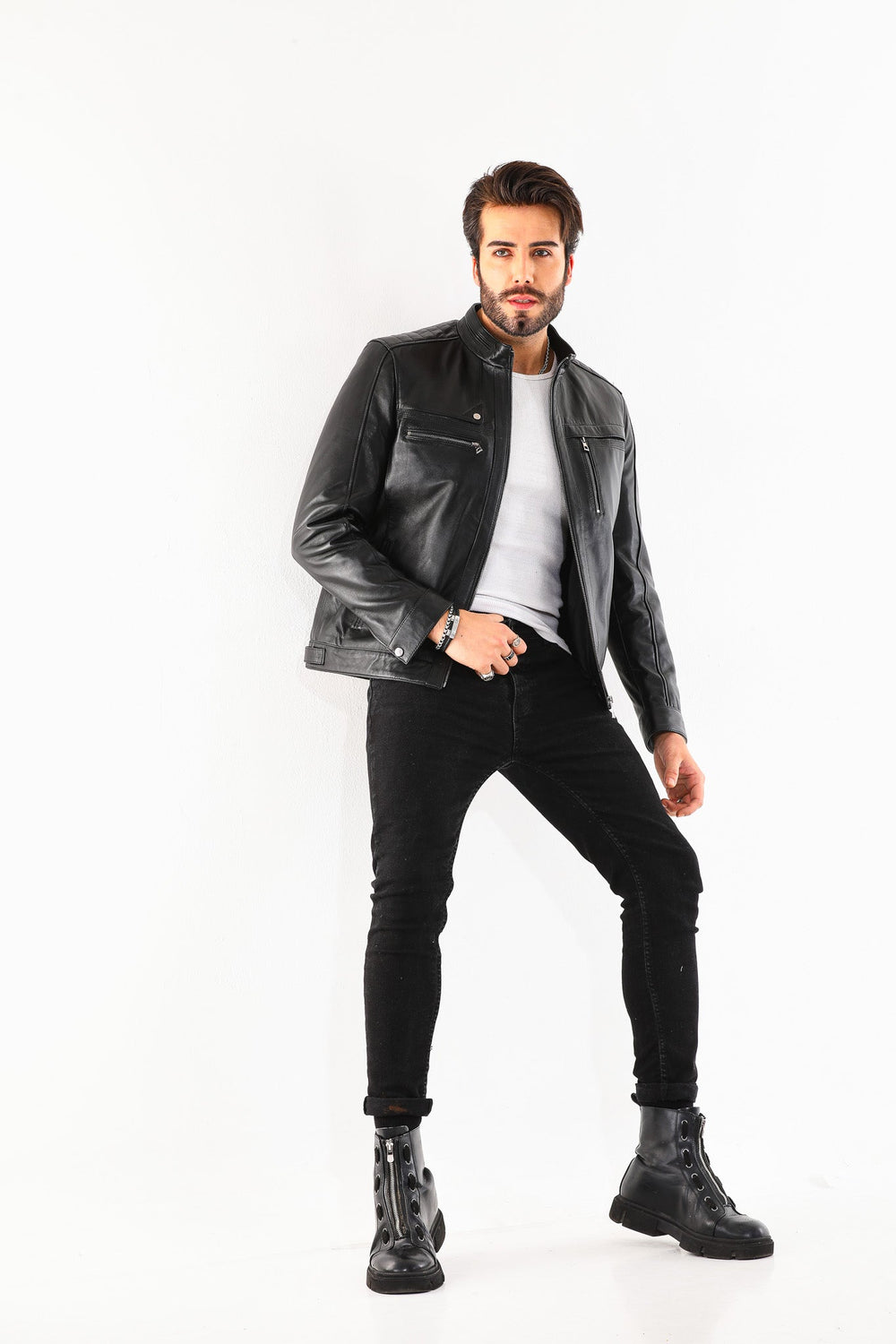 The Rossi Black Leather Jacket On Sale