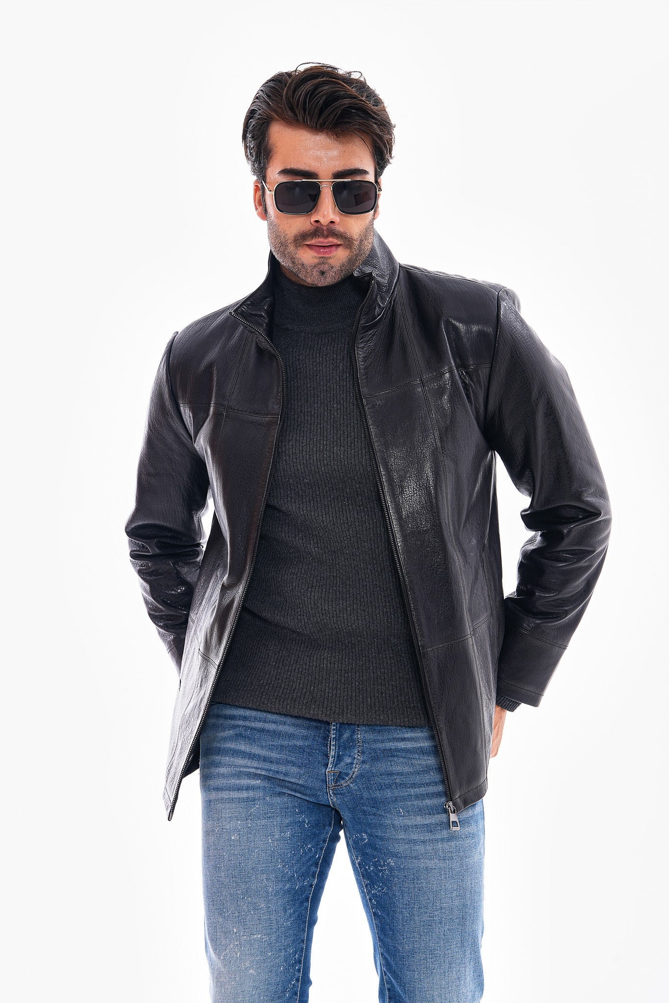 The Nero Black Leather Jacket For Sale
