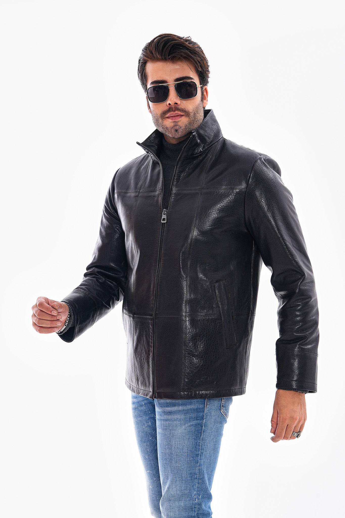 The Nero Black Leather Jacket For Sale