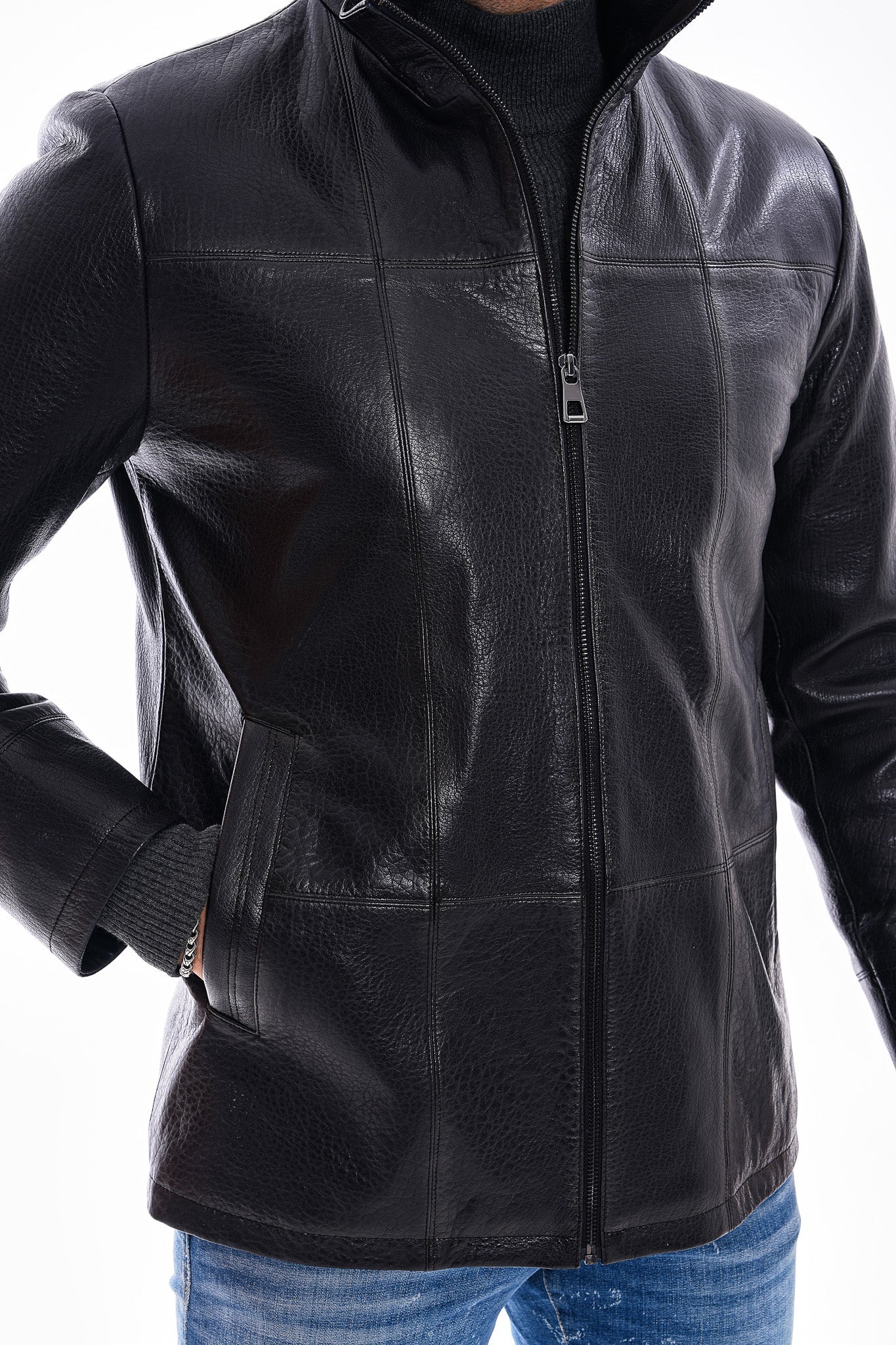 The Nero Black Leather Jacket For Sale