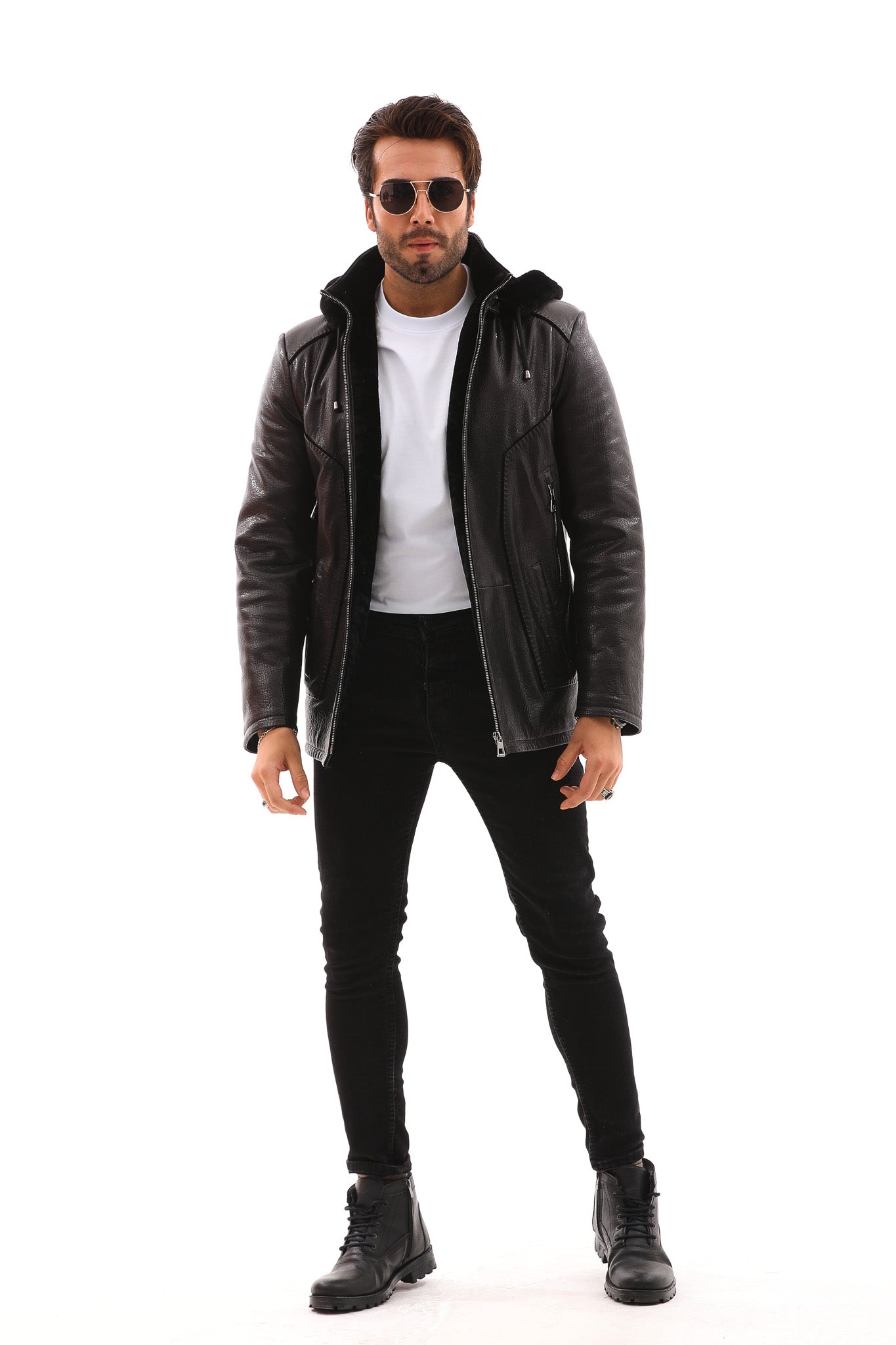 The Bergamo Black Shearling Leather Jacket All New