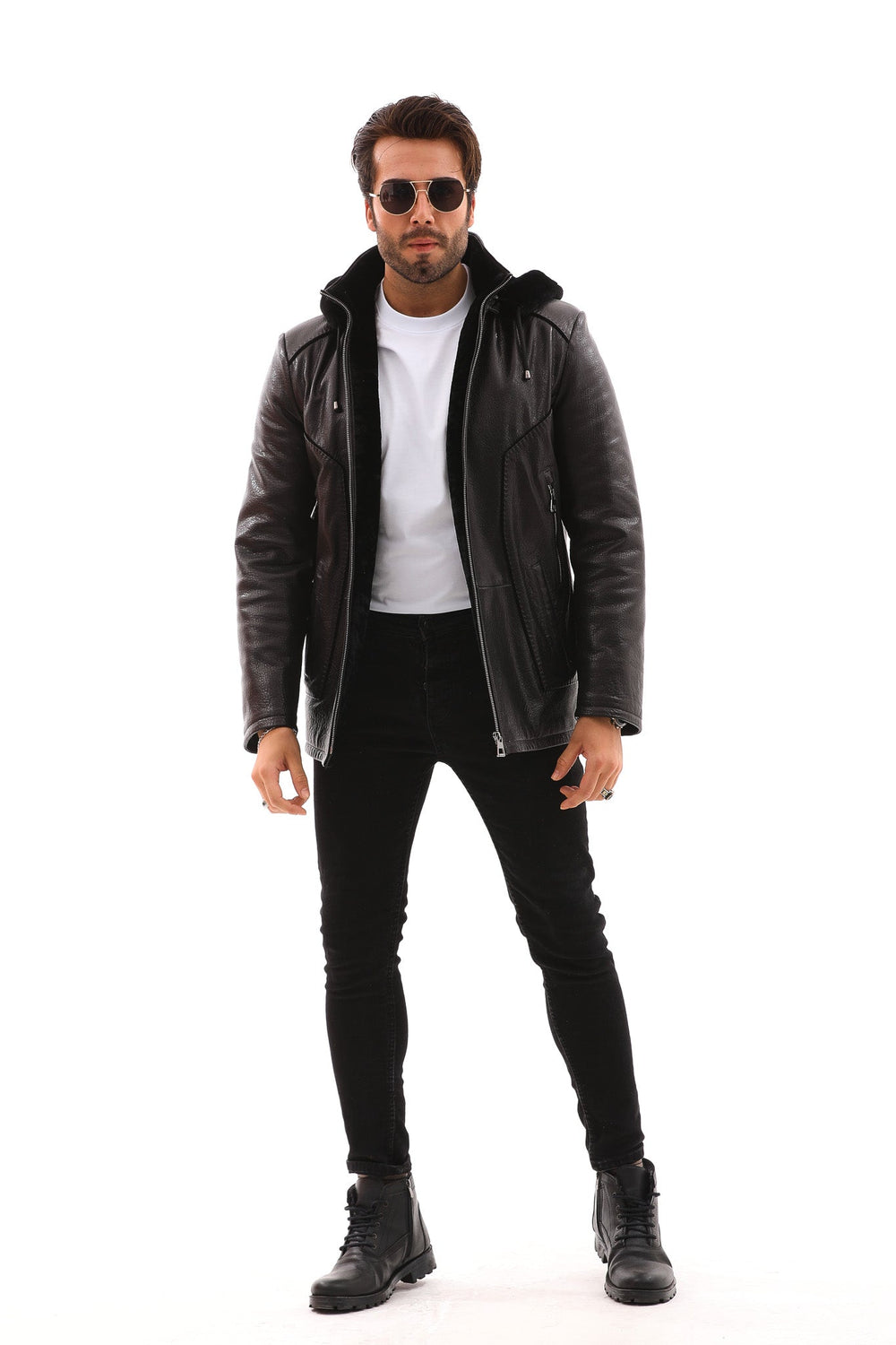 The Bergamo Black Shearling Leather Jacket All New