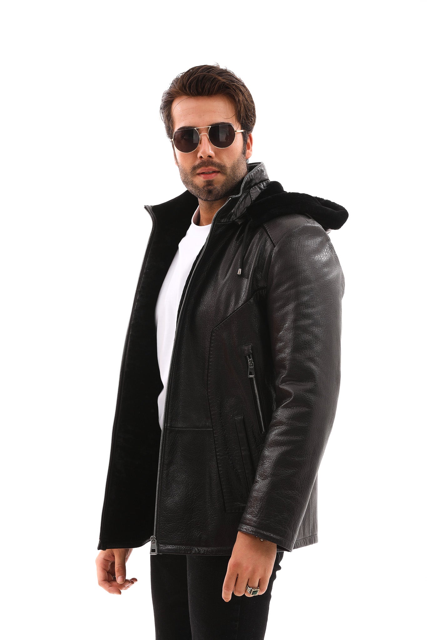 The Bergamo Black Shearling Leather Jacket All New