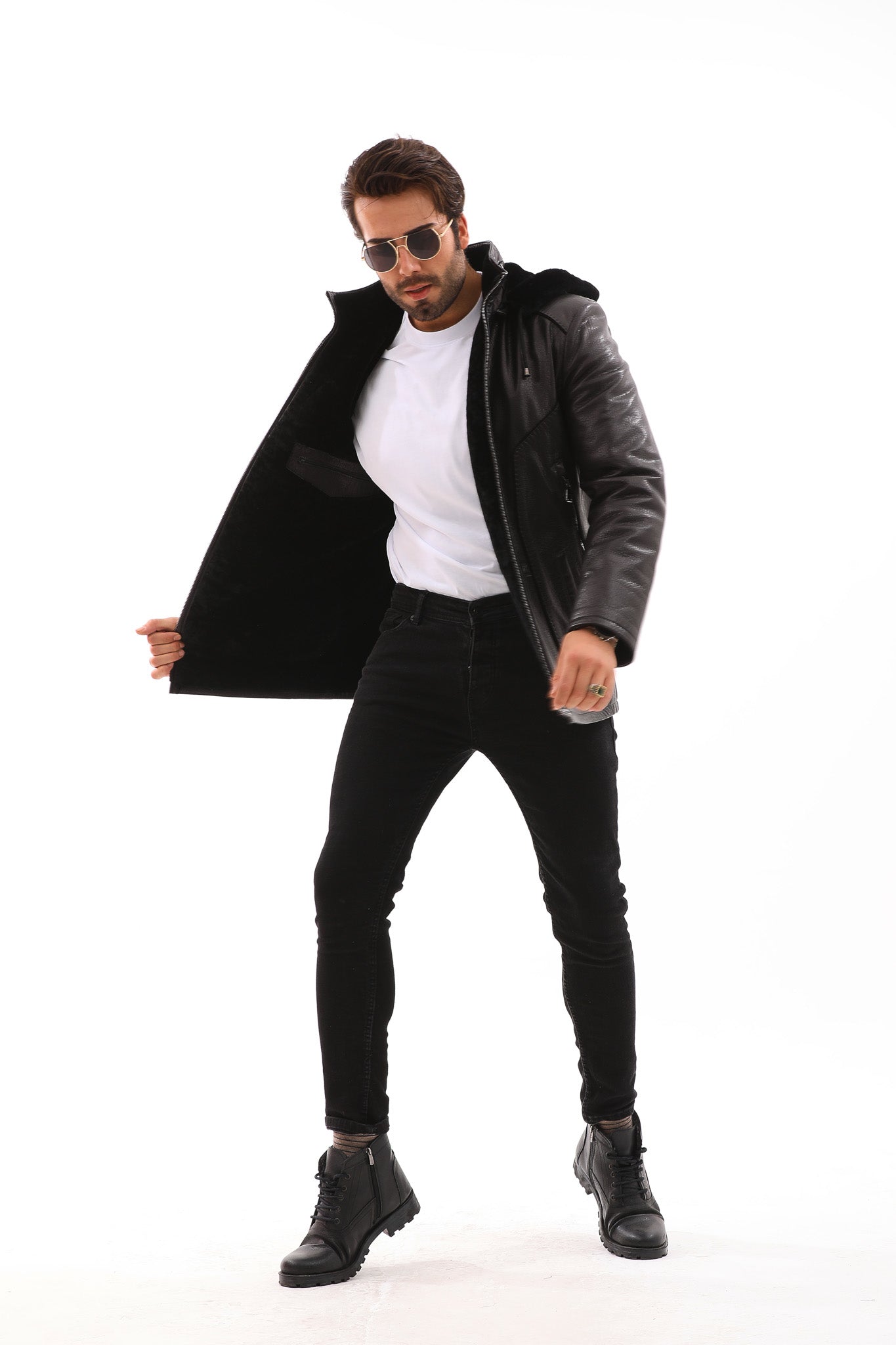 The Bergamo Black Shearling Leather Jacket All New