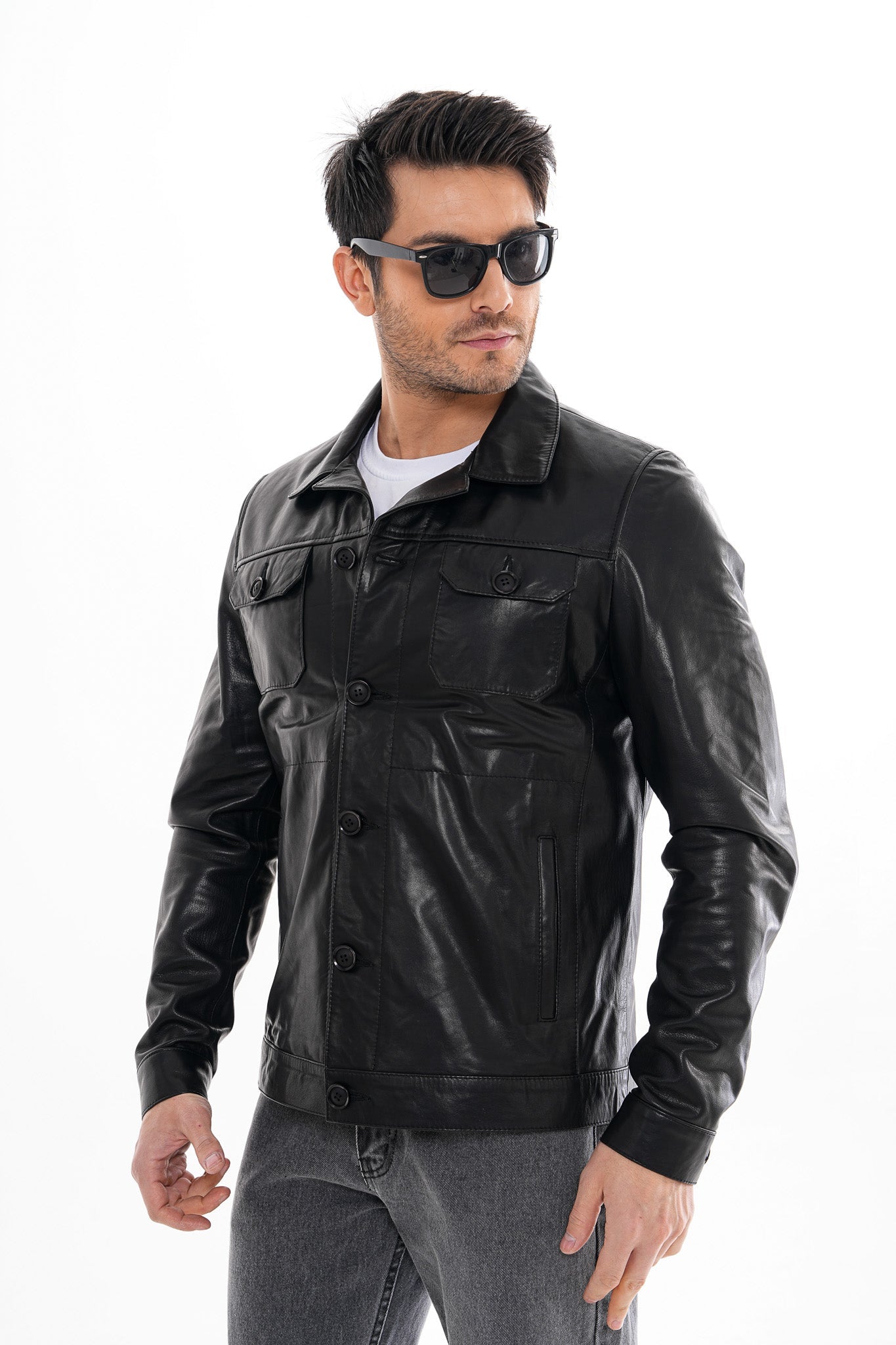 The Azzuro Black Leather Jacket Universal Fit