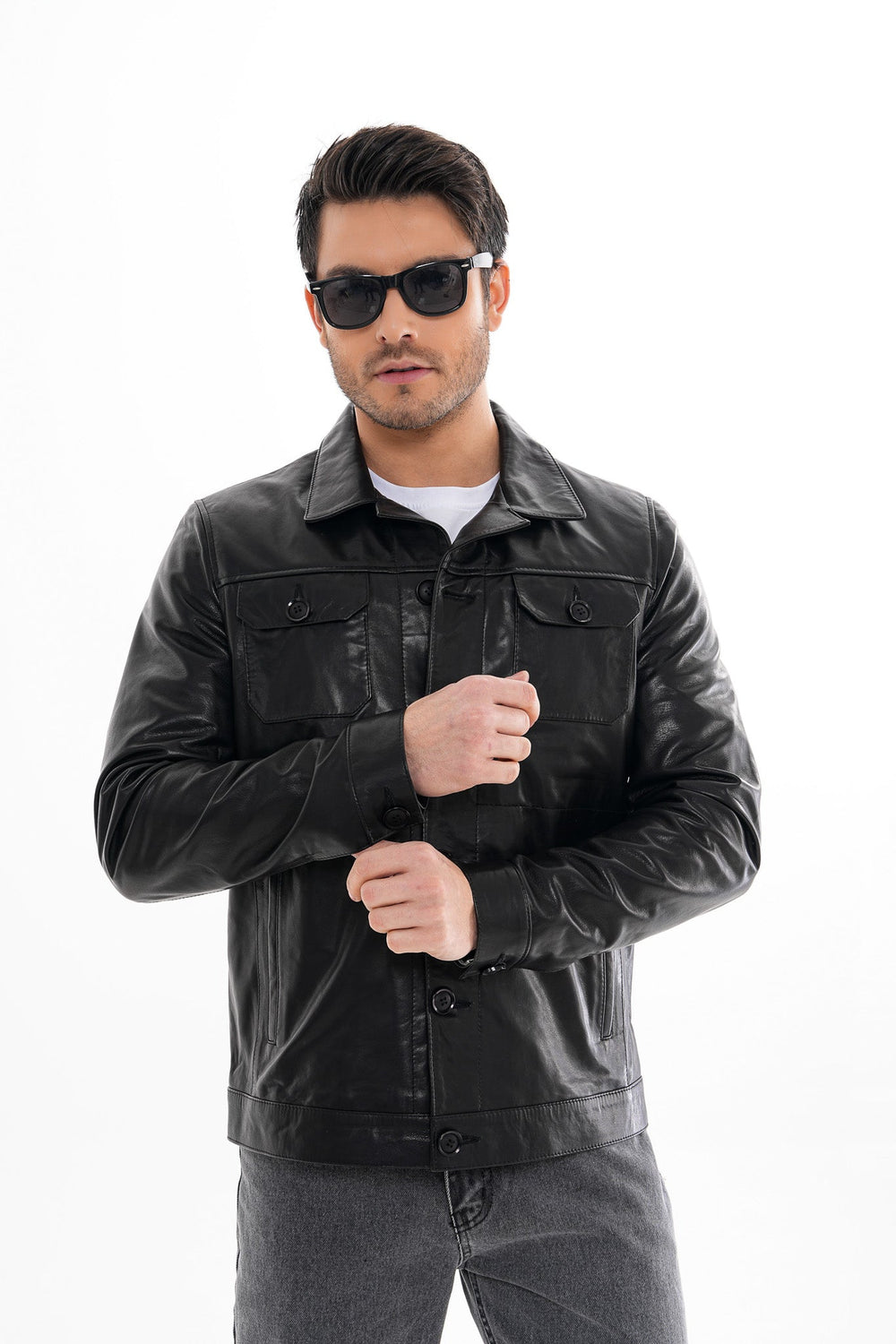 The Azzuro Black Leather Jacket Universal Fit